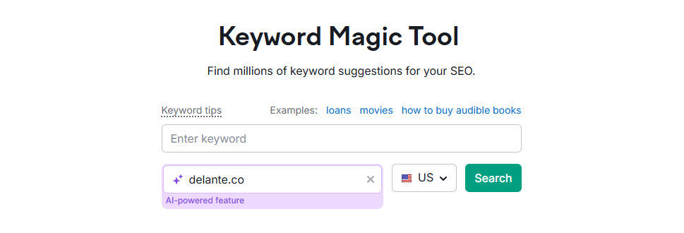 SEMrush中的Keyword Magic Tool